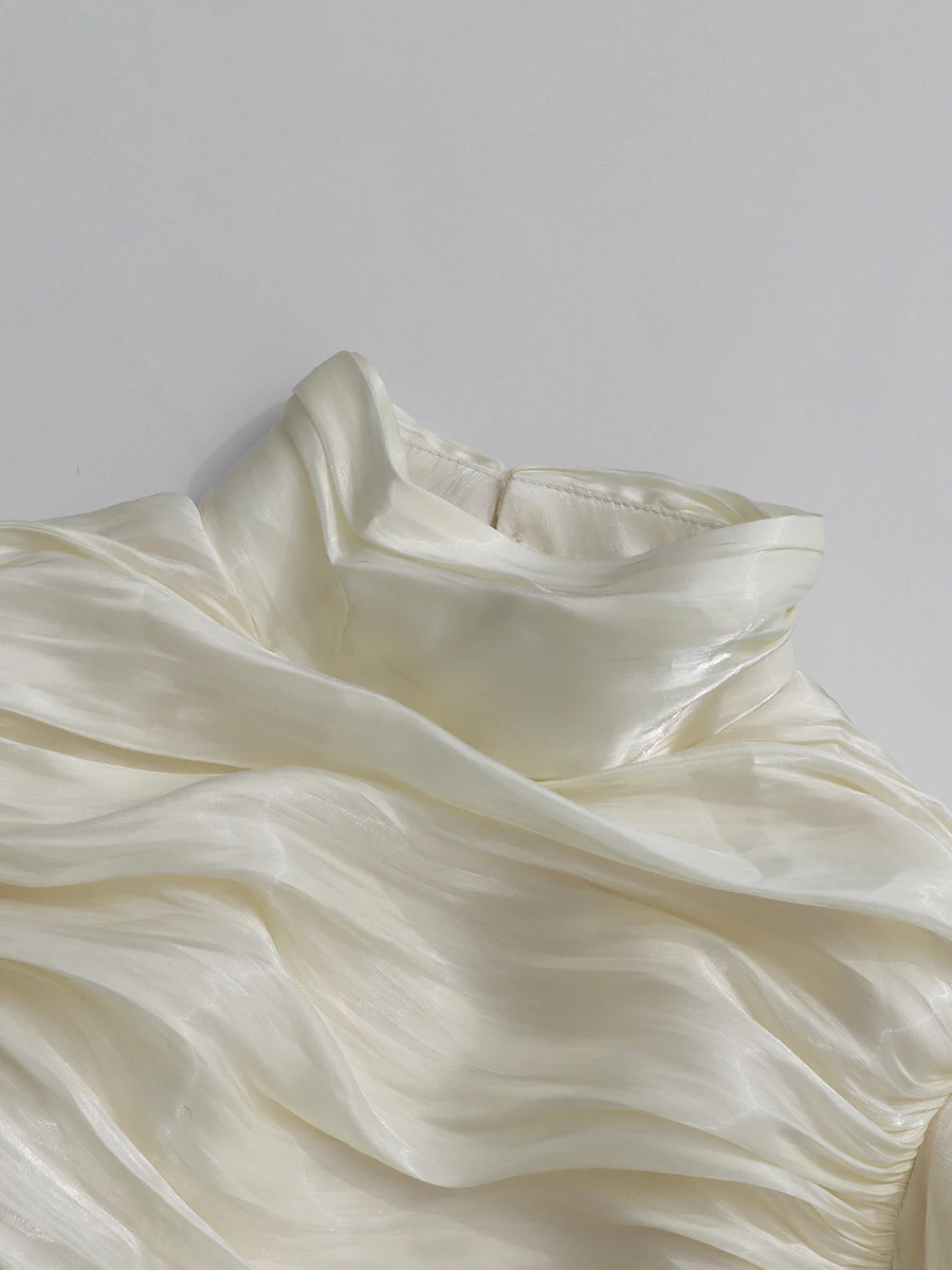 Fabric texture of Spliced Folds Elegant Ruffles Dress plus size women wear