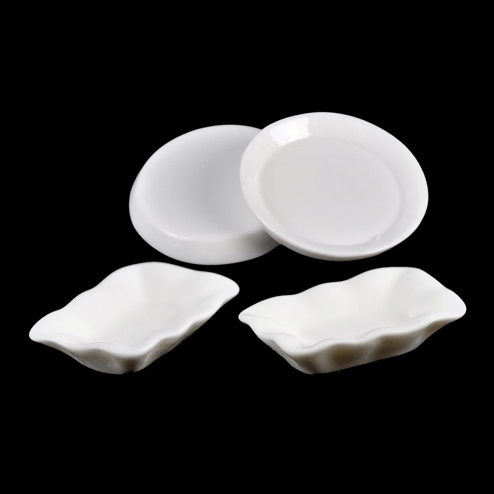 10Pcs/set Durable Mini Food White Dishes Tableware Miniature Doll House Accessories Dollhouse Trays Plates Doll Kitchen Toys 3