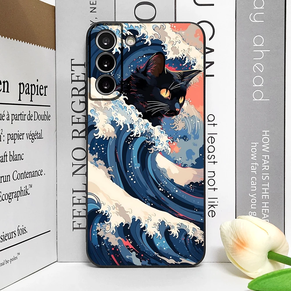 Japan The Great Wave of Kanagawa Cat Art Phone Case - Ultra Soft Cover