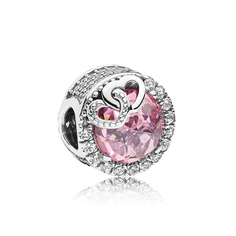 

Authentic 925 Sterling Silver Bead Sparkling Pink Love Birds Charm Fit Pandora Women Bracelet Bangle Gift DIY Jewelry
