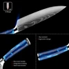 XITUO kitchen knives Set Exquisite blue resin handle Laser Damascus pattern Chef knife Santoku Cleaver Slicing Knives Best Gift 3