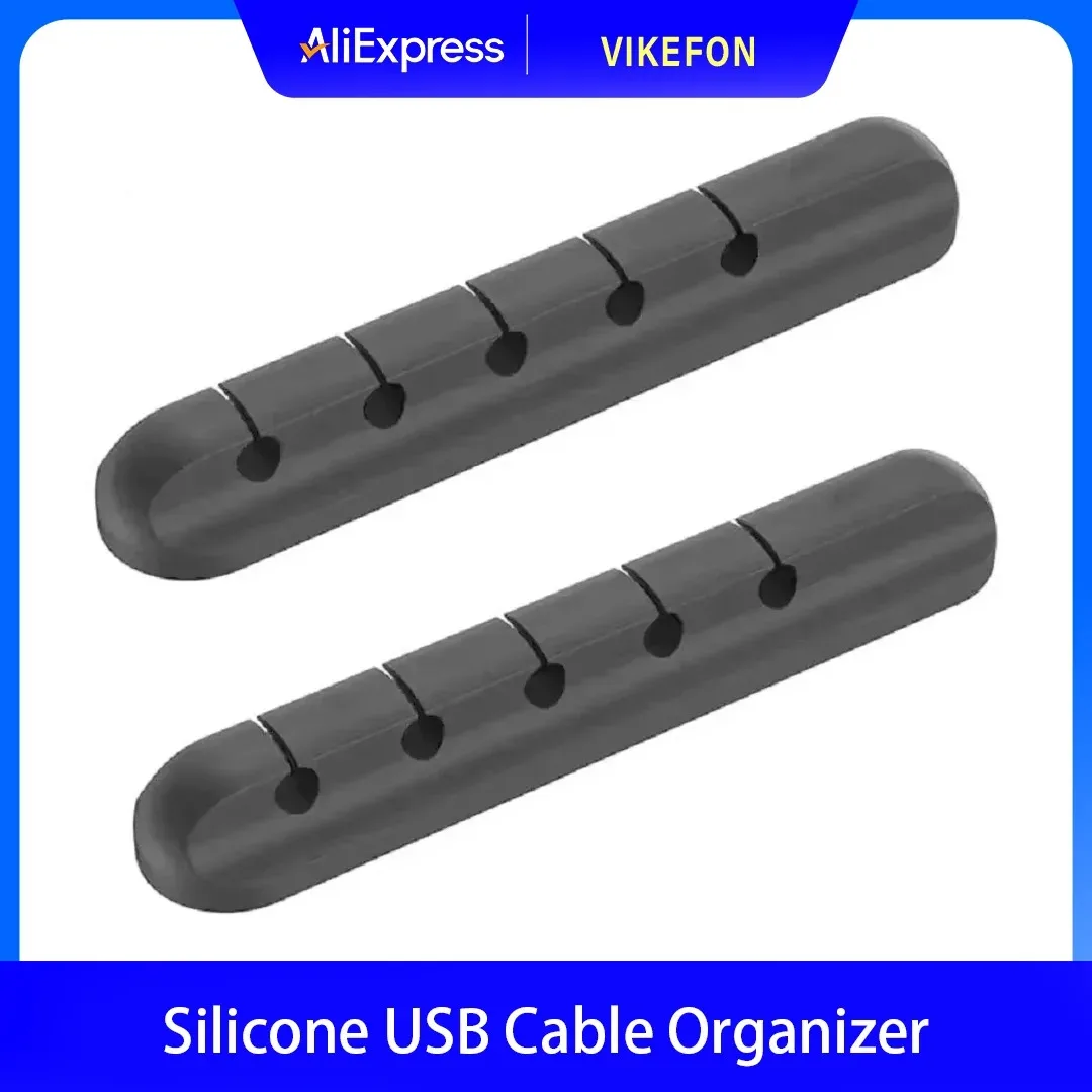 2Pcs Cable Organizer Management Wire Holder Flexible USB Cable Winder Tidy Silicone Clips For Mouse Keyboard Earphone Protector cable organizer