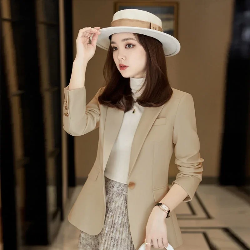 （with lining）Spring and autumn new women's suit jacket Slim professional small suit
