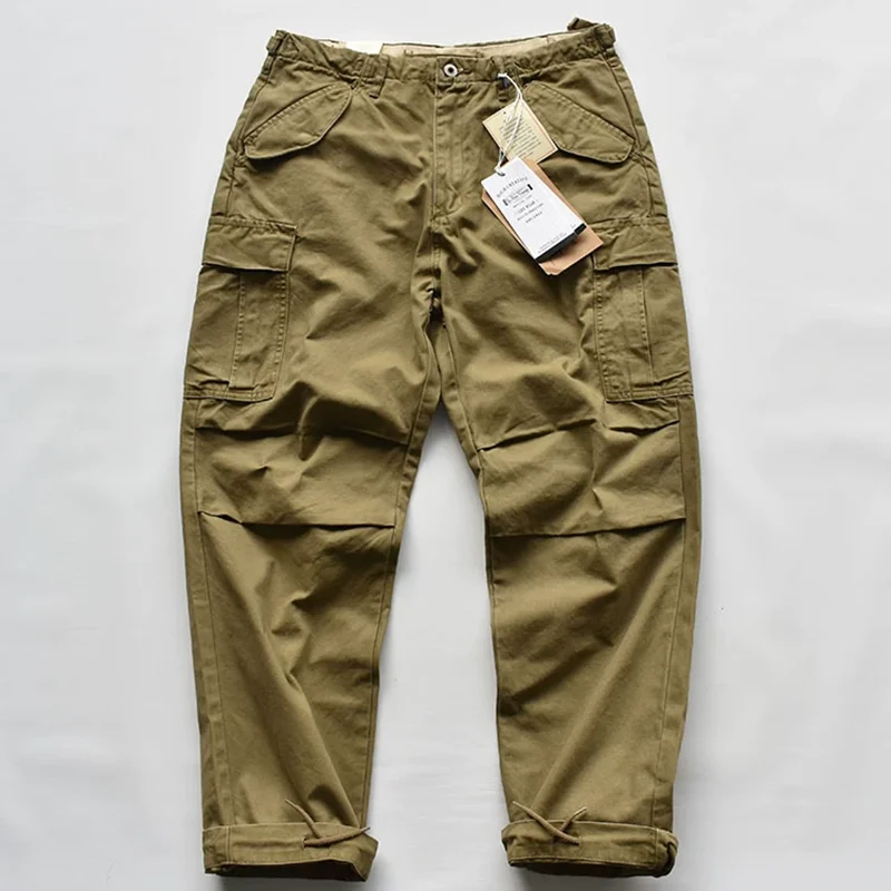 American Loose Straight Tube Canvas Wear-resistant Work Pants Men's Multi Pocket Paratrooper Trousers Heavy-duty Casual Longs