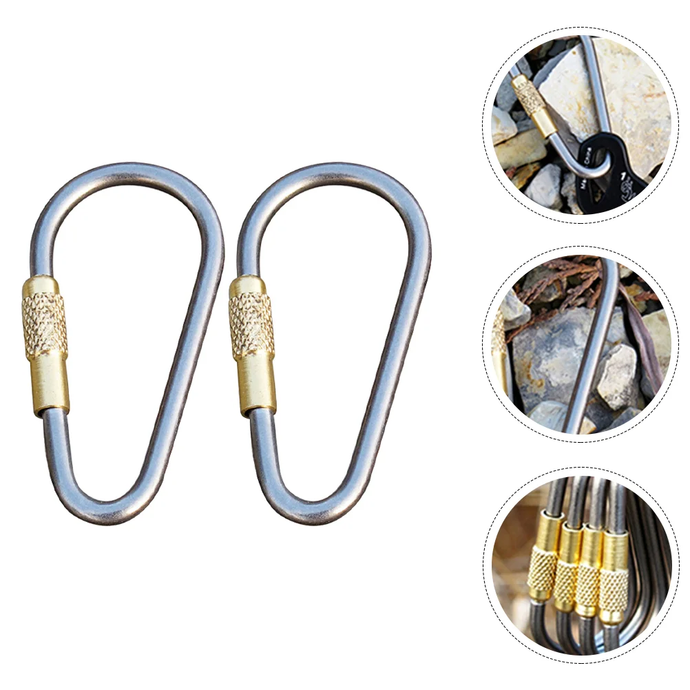 

2 PCS Camping Climbing Quick Draw Carabiner for Outdoor Hook Lock Heavy Duty Clip Hammock Key Chain Buckle Titanium Alloy