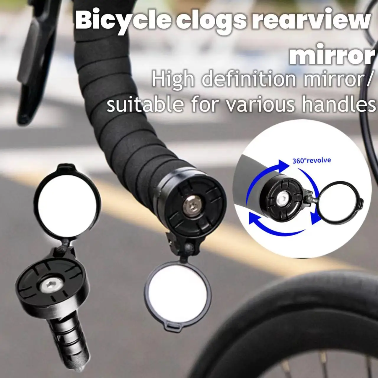 Bicycle blocking rearview mirror, outdoor riding acrylic convex mirror, road bike, mountain bike, high-definition reflector mirr