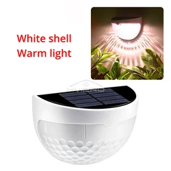Outdoor Solar Lights - 6 LED Semi - Circular Wall and Step Lamp with IP65 Waterproof Design for Garden, Terrace, and Courtyard Decor (Warm light - White)