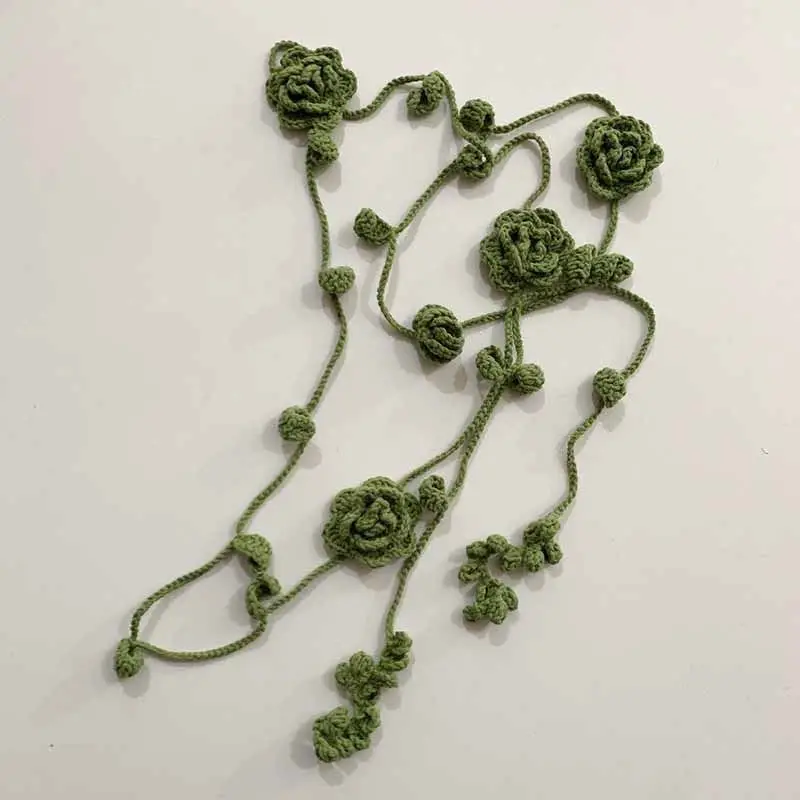 Elegant 78.74inch Handmade Black Rose Crochet Tight Scarf 2026 New Fashion Long Strip Flowing Ribbon Scarf Casual Scarves