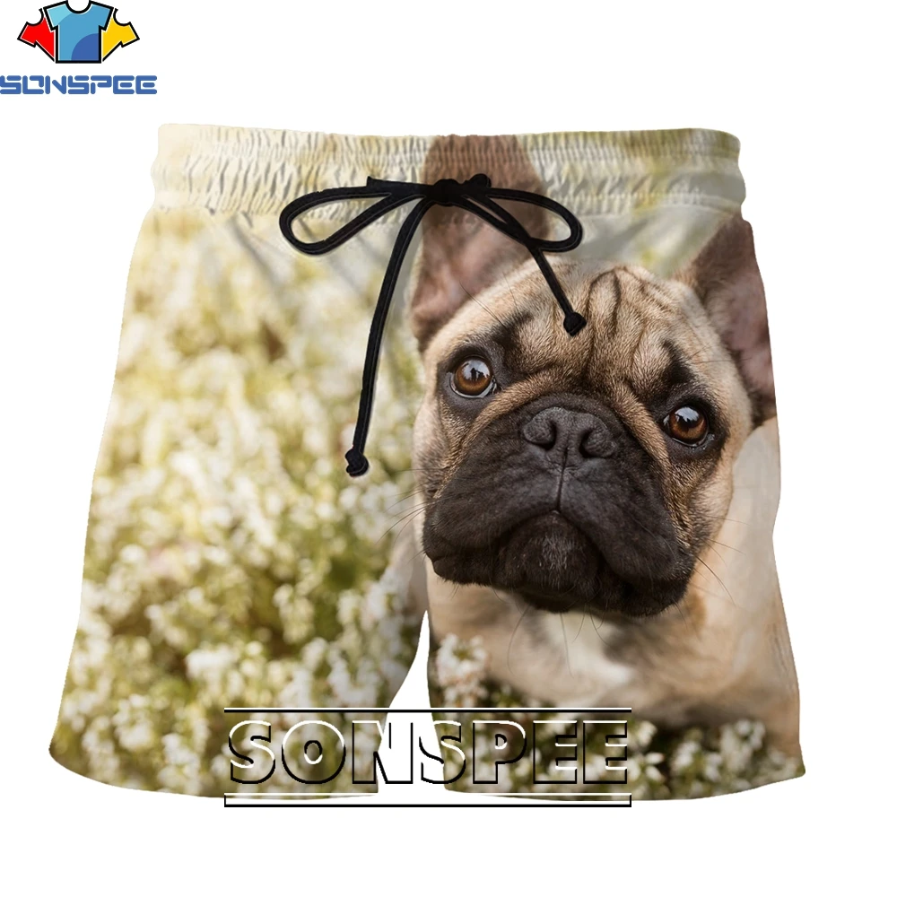 SONSPEE 3D Printing Animal Dog Bulldog Anime Summer Men's and Women's Sports Shorts Casual Fashion Cute Trend Style Beach Pants