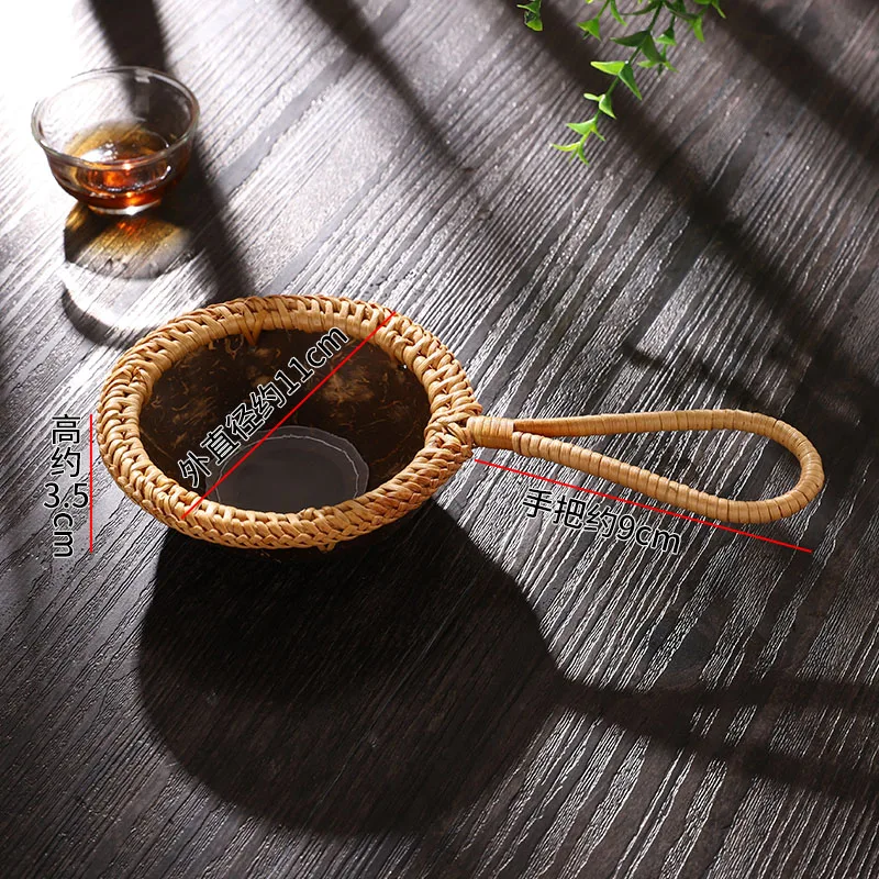 

Vine Woven Tea Strainer Coconut Shell Hand Woven Tea Filter Vintage Creative Tea Residue Ceremony Accessories Tea Set