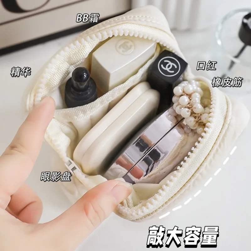 andmary 新品未使用 Khy check set / beige Mini Cute Square Cosmetic Bag Women Portable Earphones