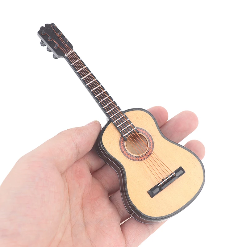 1/6 Dollhouse Miniature Wooden Electric Guitar With Stand Model Instrument Toy Gift For Children Kids 2