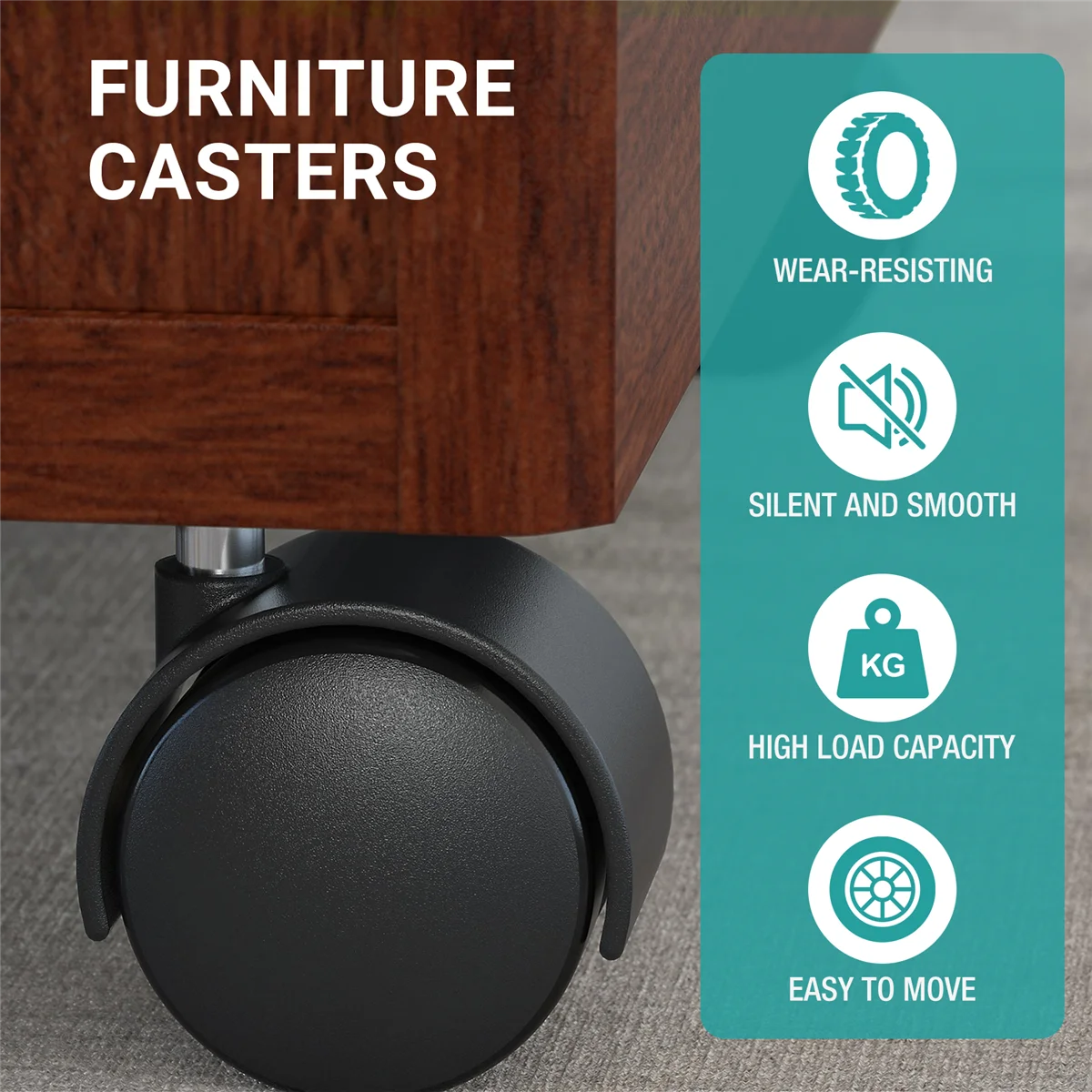 A04I Set of 4 Screw in Caster Wheels - 2 with Lock Function
