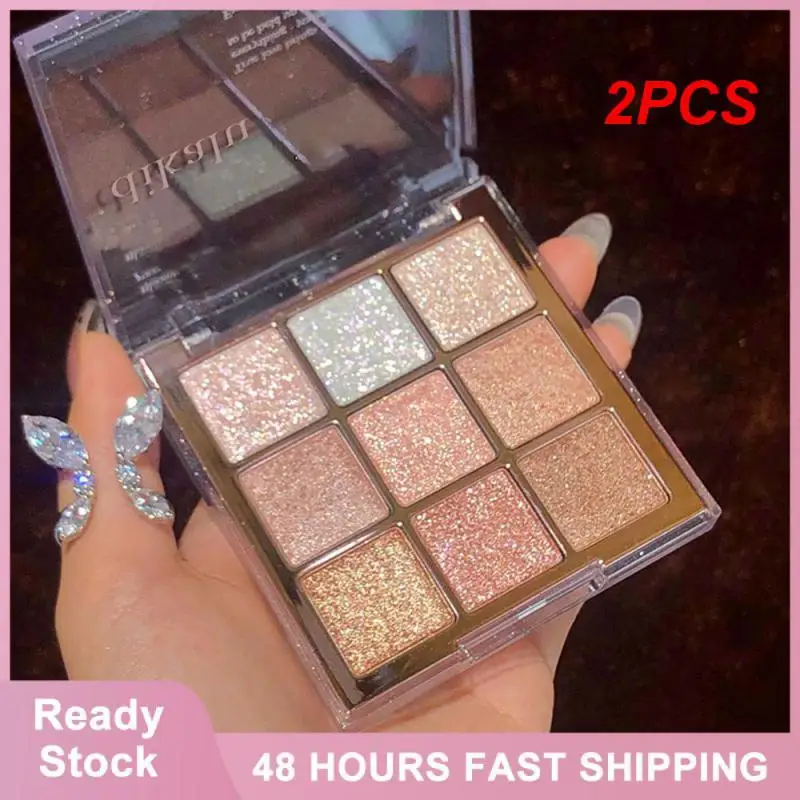 

2PCS Eyeshadow Palette Shimmer Eye Shadow 9 Colors Makeup Nine Color Eye Shadow Plate Wearing Eyes Makeup Transparent Acrylic