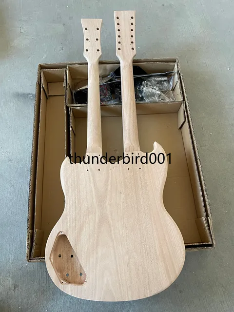 ダブルネック付きエレキギター,日曜大工キット,sg,マホガニー