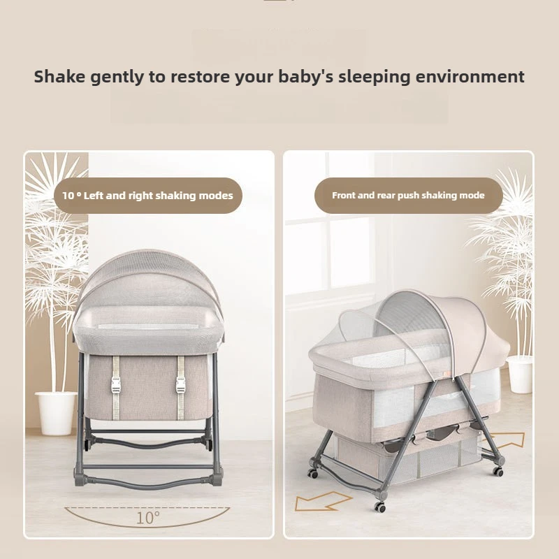 Portable Movable Crib Foldable Adjustable Splicing Big Bed Baby Cradle Bed Multifunctional Children's Corralitos Para Bebes