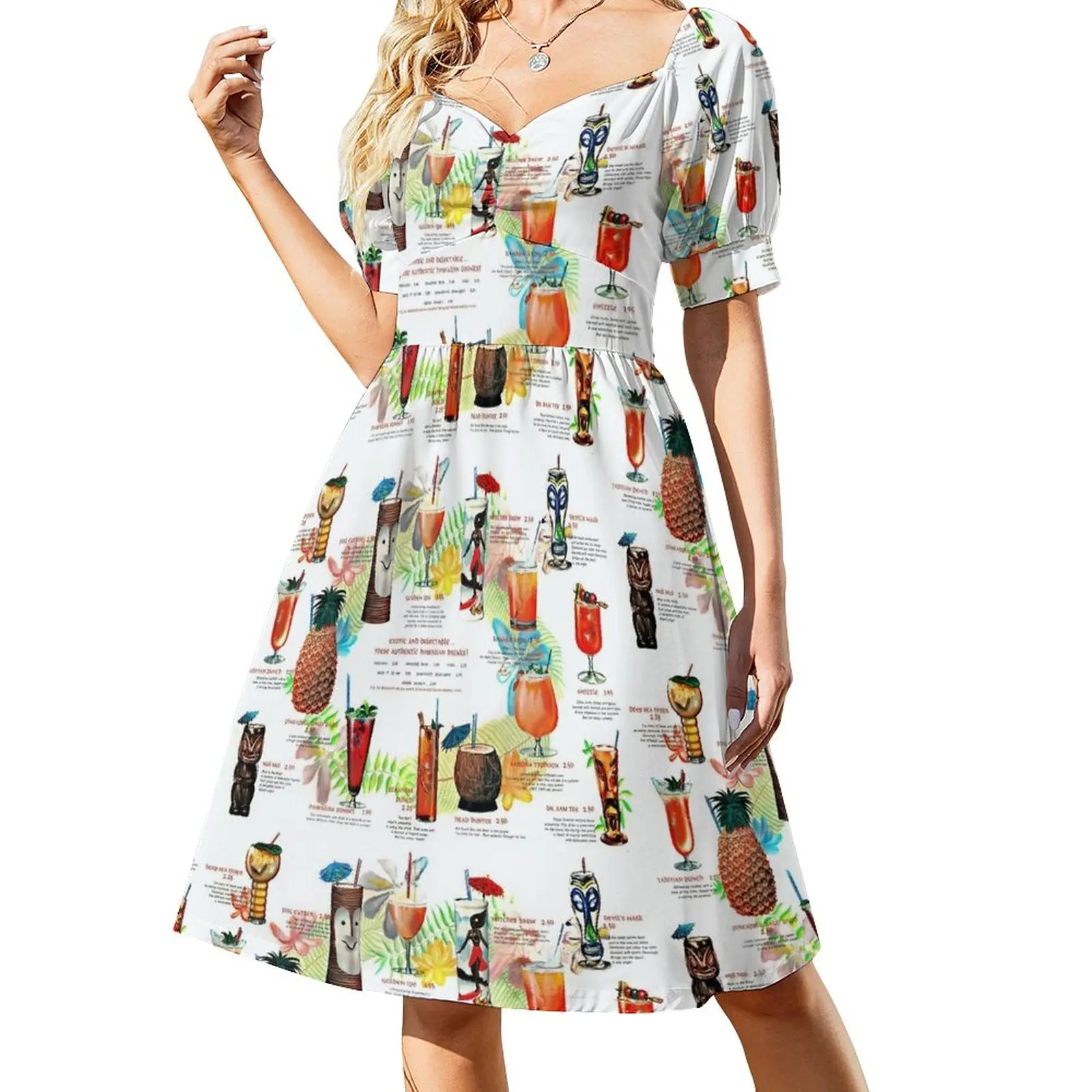 

Vintage Tropical Beverage Menu Dress dress women summer 2023 summer outfits for women 2023