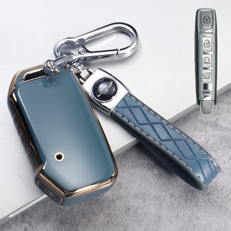 Nuovo Tpu Car Key Case Cover Shell Per Kia Sportage 2023 Kia Ray Sorento Soul Telluride Cerato 2020 K5 K8 2022 Gold Soft Key Shell
