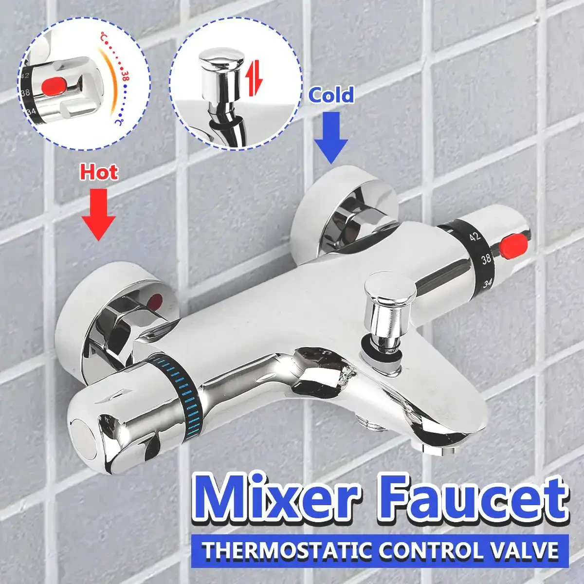 

Bathroom Thermostatic Valve Mixer Faucet Tap Ceramic Thermostatic Mixer Bath Shower Faucets Water Control Valve Wall Mounted NEW