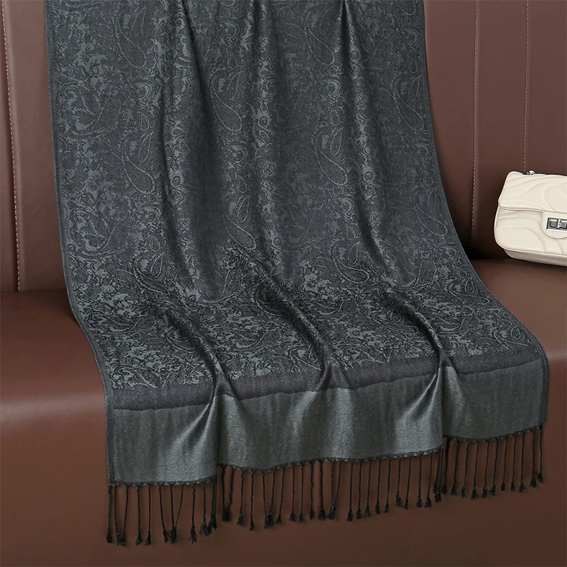 [T003] 1pc Bohemian Fashion Paisley Jacquard Pashmina Scarf Tassel Ladies Hijab Shawl Wrap Winter Suitable For Daily Wear 6