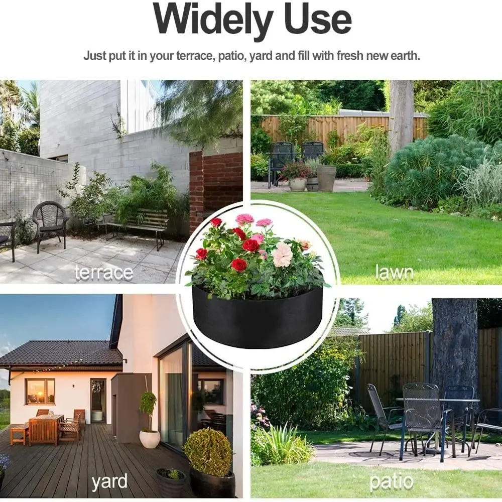 Grow bag placed near plants on a patio