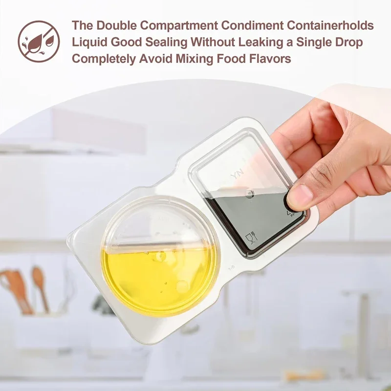 10pcs Condiment Container Storage, Leak-proof Spice Dual Compartment Box Holder with Lids, Reusable Snack for Dips Sauce