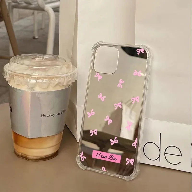 Adorable Bowknot Phone Case with Makeup Mirror Cover