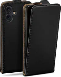 Elegant Magnetic Leather Vertical Flip Phone Case Cover with Clip Flap Design - iPhone 16 Pro (Black)
