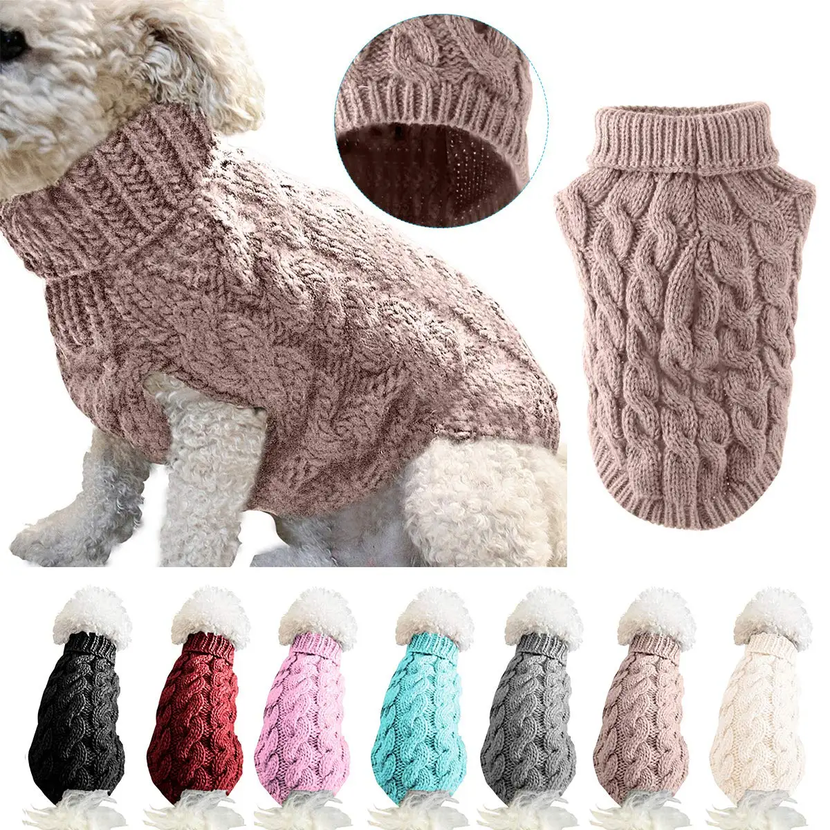 

Puppy Dog Sweaters for Small Medium Dogs Cats Clothes Winter Warm Pet Turtleneck Chihuahua Vest Soft Yorkie Coat Teddy Jacket