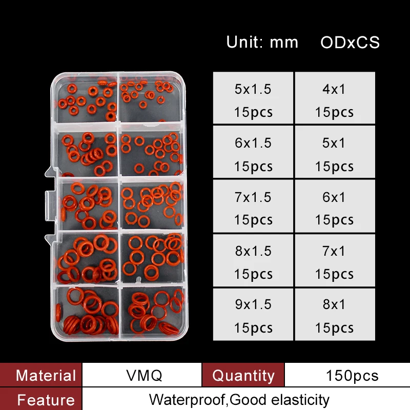 1set 120pcs Caoutchouc Nitrile Étanchéité À L'huile Joint Plat Kit De
