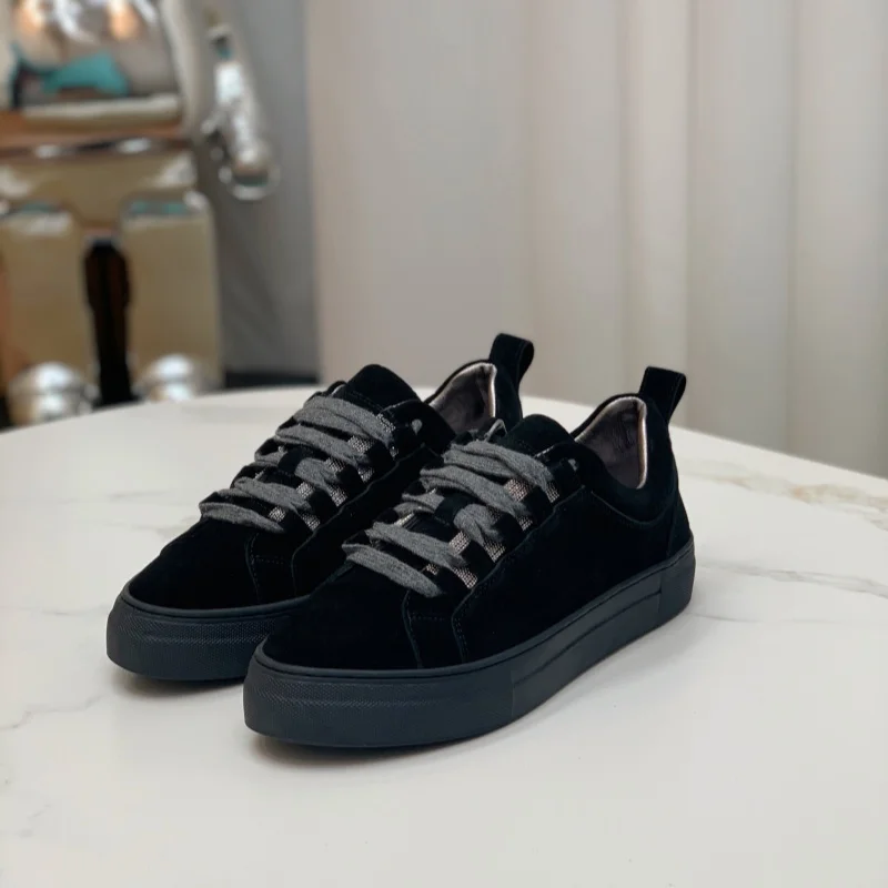 New minimalist retro versatile suede leather low top lace up casual board shoes, frosted shoes, suede shoes for women