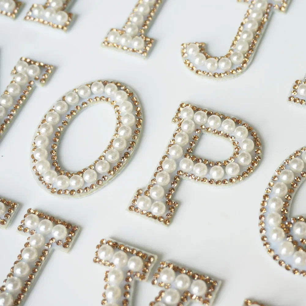 Rhinestone Iron-On Patches A-Z - Sparkly Letters With Pearls For Clothing, Bags & DIY Decoration - View #10