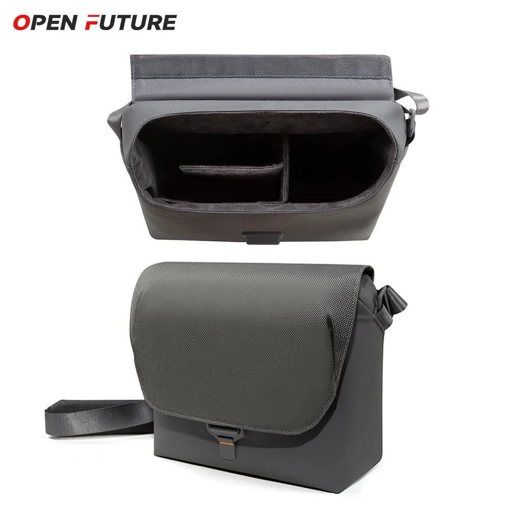 Sac étanche pour drone DJI Air 3S, Mini 4 Pro ou Mavic 3 posé sur une table, bandoulière attachée.