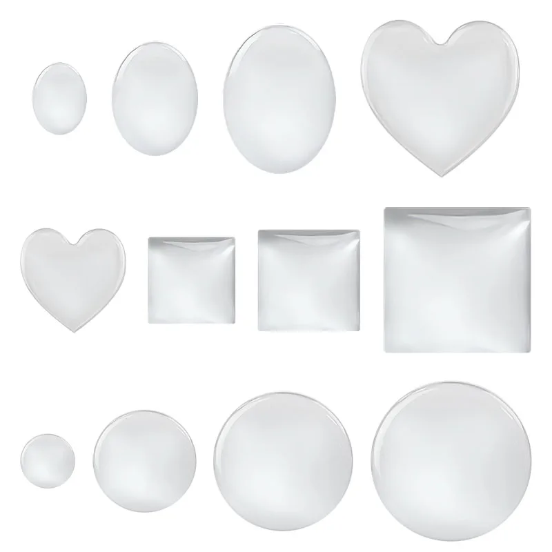 Pegatinas de epoxi transparentes 3D para fabricación de joyas, pegatinas adhesivas de cúpula ovalada, corazón redondo y cuadrado, 50/100/200/500 piezas
