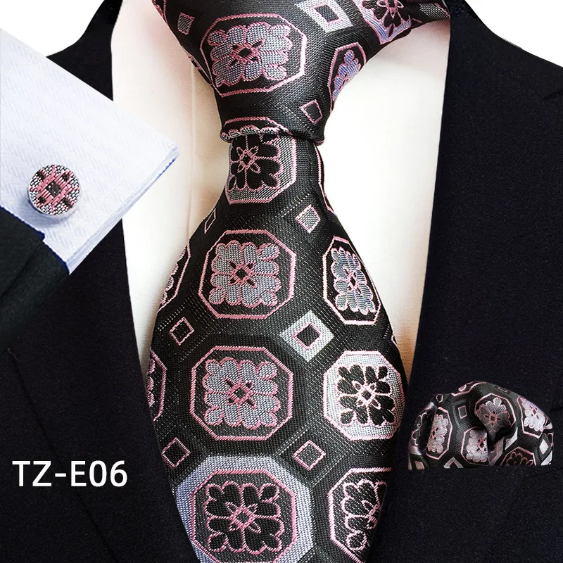 Set Cravatta Uomo Retreez Con Paisley – Microfibra Argento Su Nero, Con Fazzoletto E Gemelli, 3 Pezzi