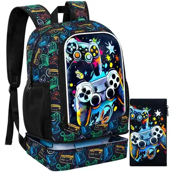 Zaino per Bambini, Set Zaino da Gioco con Scomparto Inferiore per il Pranzo, Borsa Scuola per Elementari, Prescolare e Bambini Piccoli