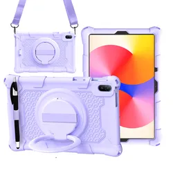Soft Silicone Kids Tablet Cover with Stand and Shoulder Strap for Huawei MatePad SE 11 (PURPLE)