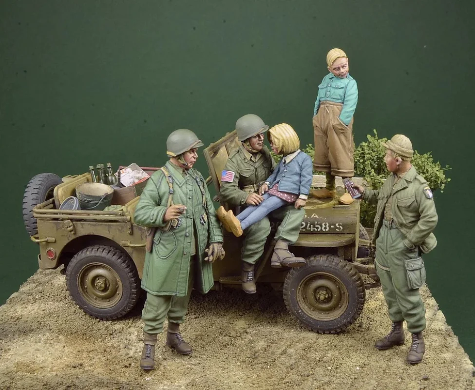 1/35 WWII US Soldat Harzmodellbausatz Unbemalt Unmontiert Miniaturfigur Montageteile
