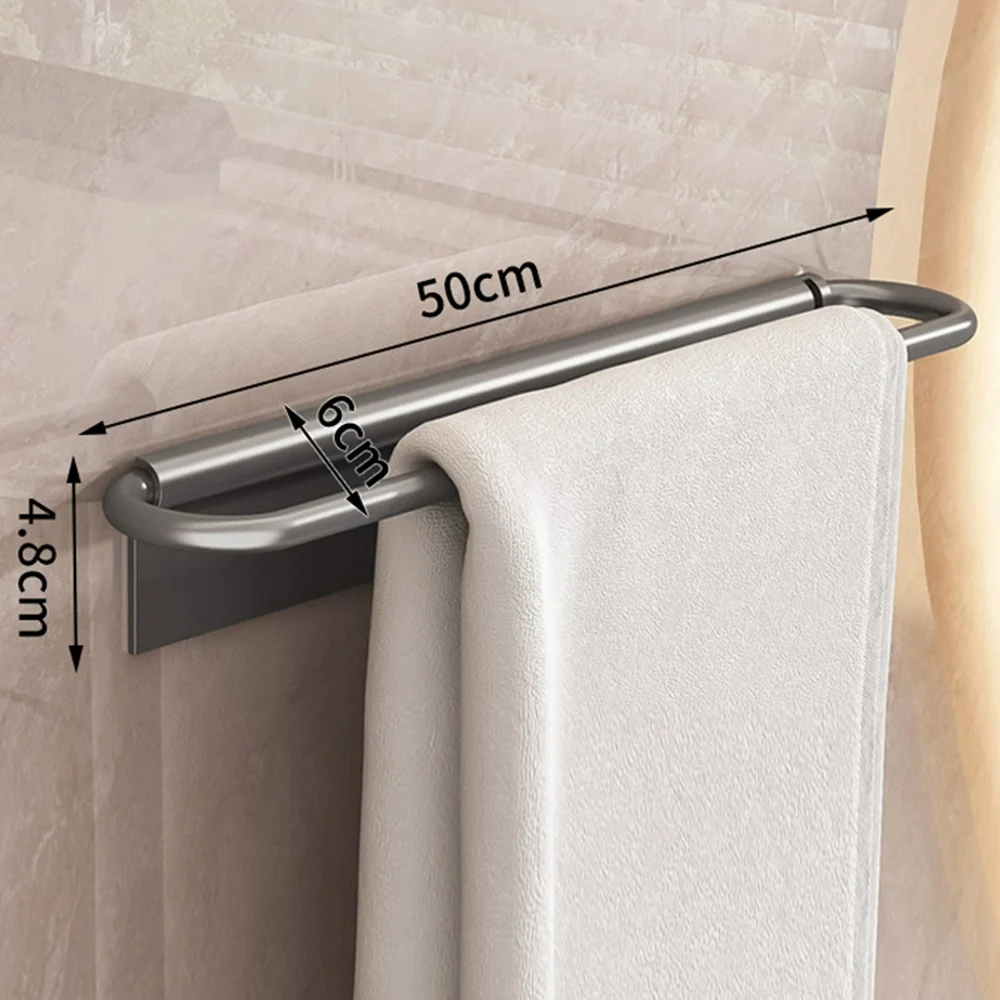 Wall Mounted Towel Rack Bathroom Storage Rack Drilling Bathroom Horizontal Bar Towel Kitchen Accessories ﻿