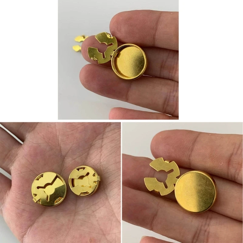 Brass Round Cuff Button Covers - 10pcs Imitation Cufflinks for Mens Formal Shirts and Weddings