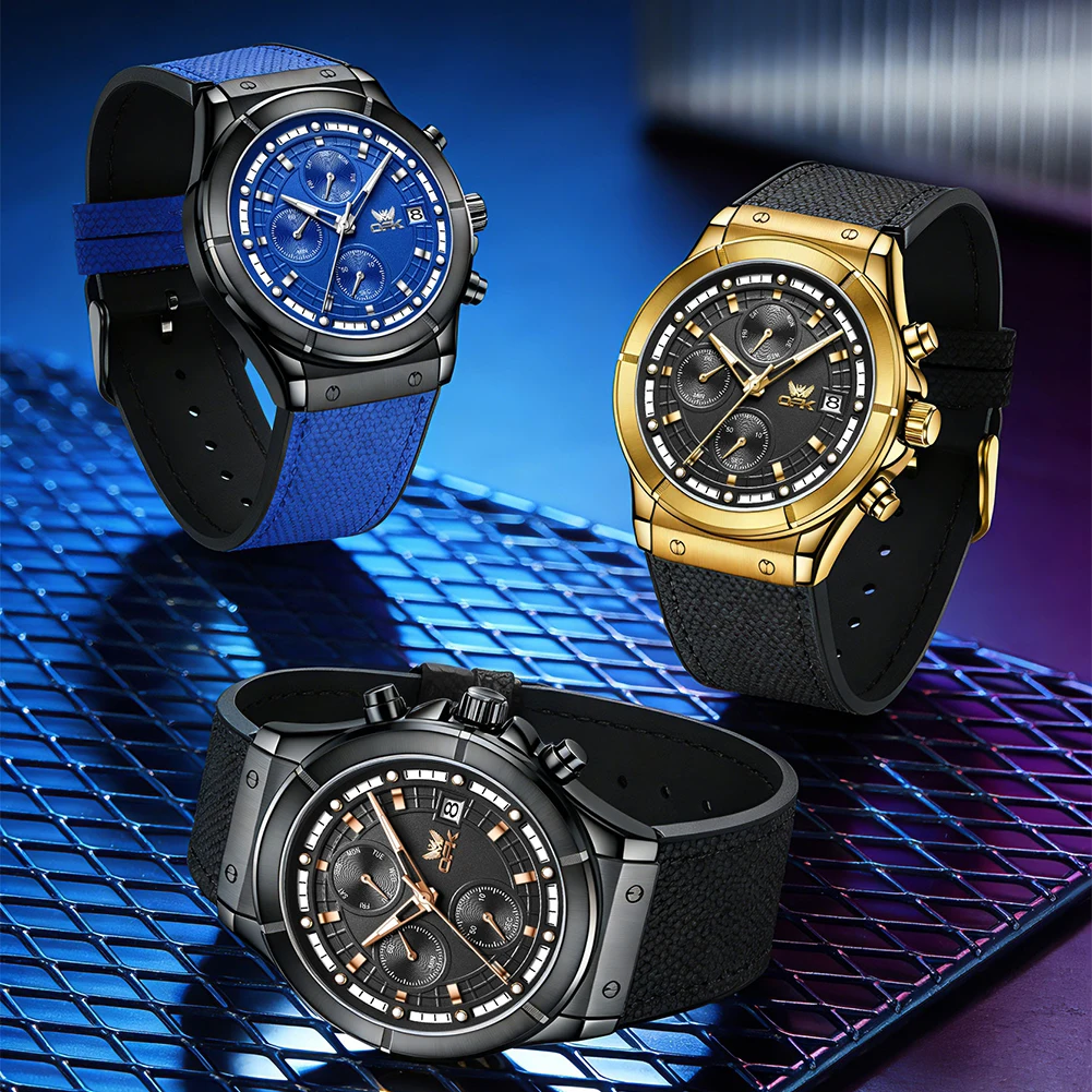 Fashion Men's Quartz Movement Watch with Multifunctional Large Dial and HD Night Display - Waterproof up to 30m