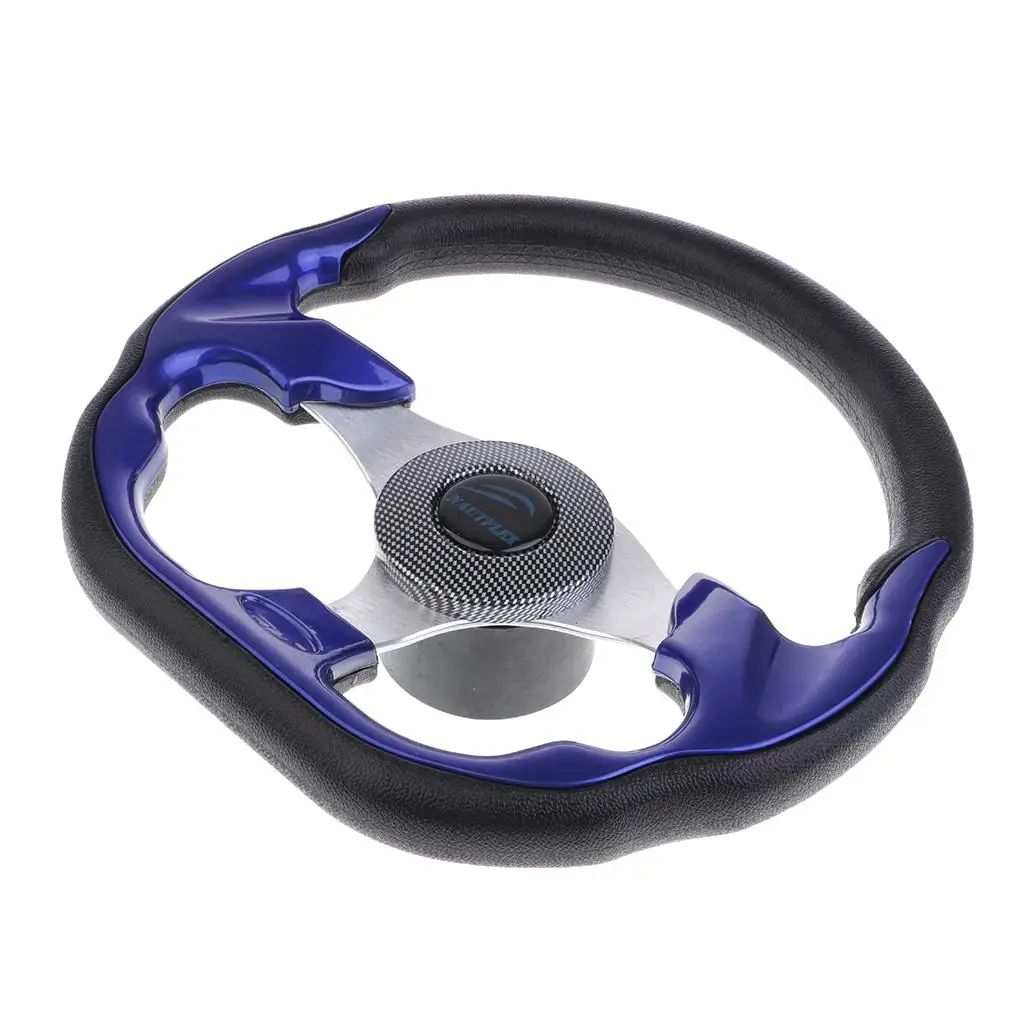 320mm Battle Style Aluminum Alloy 3 Spoke 3/4'' Boat Steering Wheel Marine Yacht Pontoon Boat Wheel & Soft Grip Center Cap