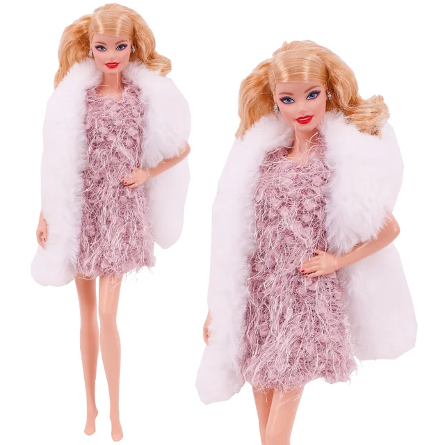 Barbies Doll Clothes Plush Jacket + Saia De Fato De Moda + Chapéu De Boina  Adequado Para Boneca De 11,8 Polegadas Casual Clothing Free Shoe Gift  (Somente Roupas)