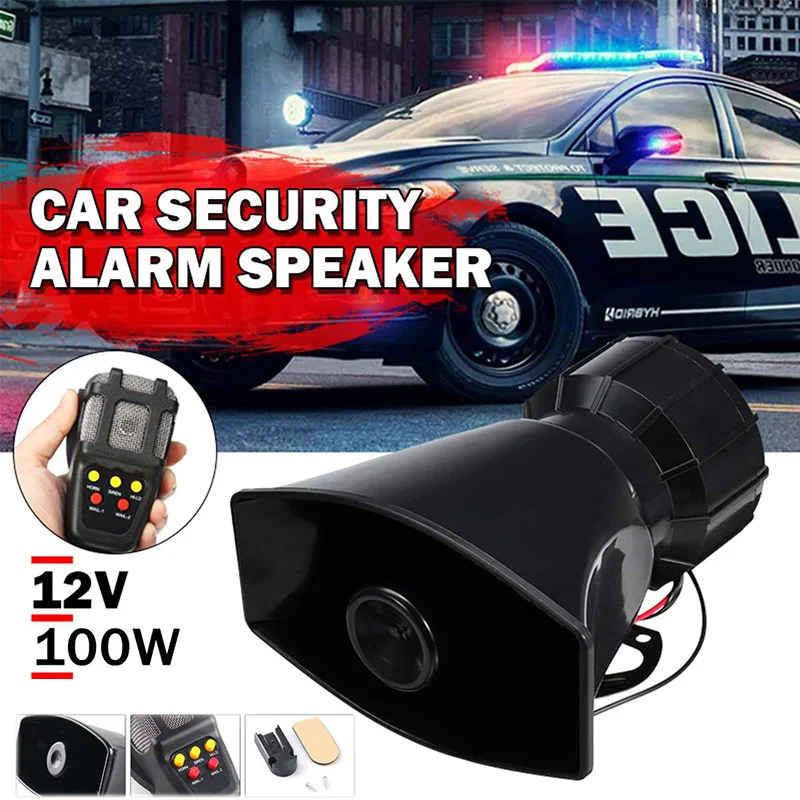 12V 7 Sounds 110dB Car Alarm Horn Tone Sound Electronic Siren Loud Car Warning Alarm Police Fire Siren Horn ccessories New