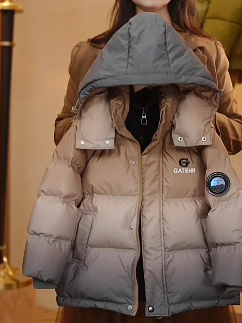 두꺼운 양털 소년 코튼 재킷 그라데이션 컬러 블록 디자인 겨울 코트 아동복 순수 솔리드 컬러 한국 스타일