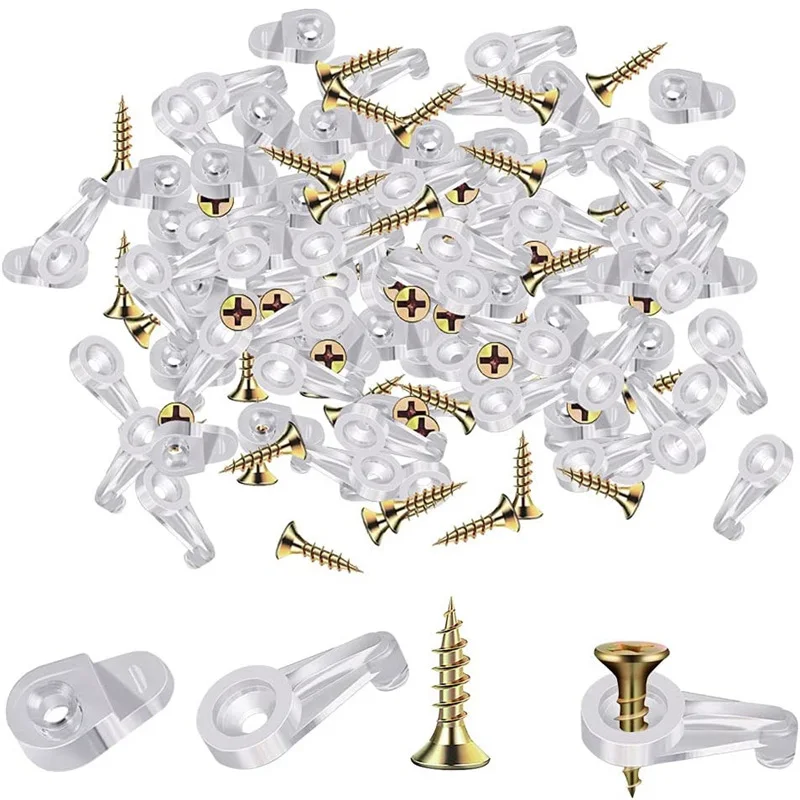 10Pcs Glass Retainer Clips Kit With Screws Different Styles Transparent Plastic Mirror Clip For Fixing Glass Bathroom Windows