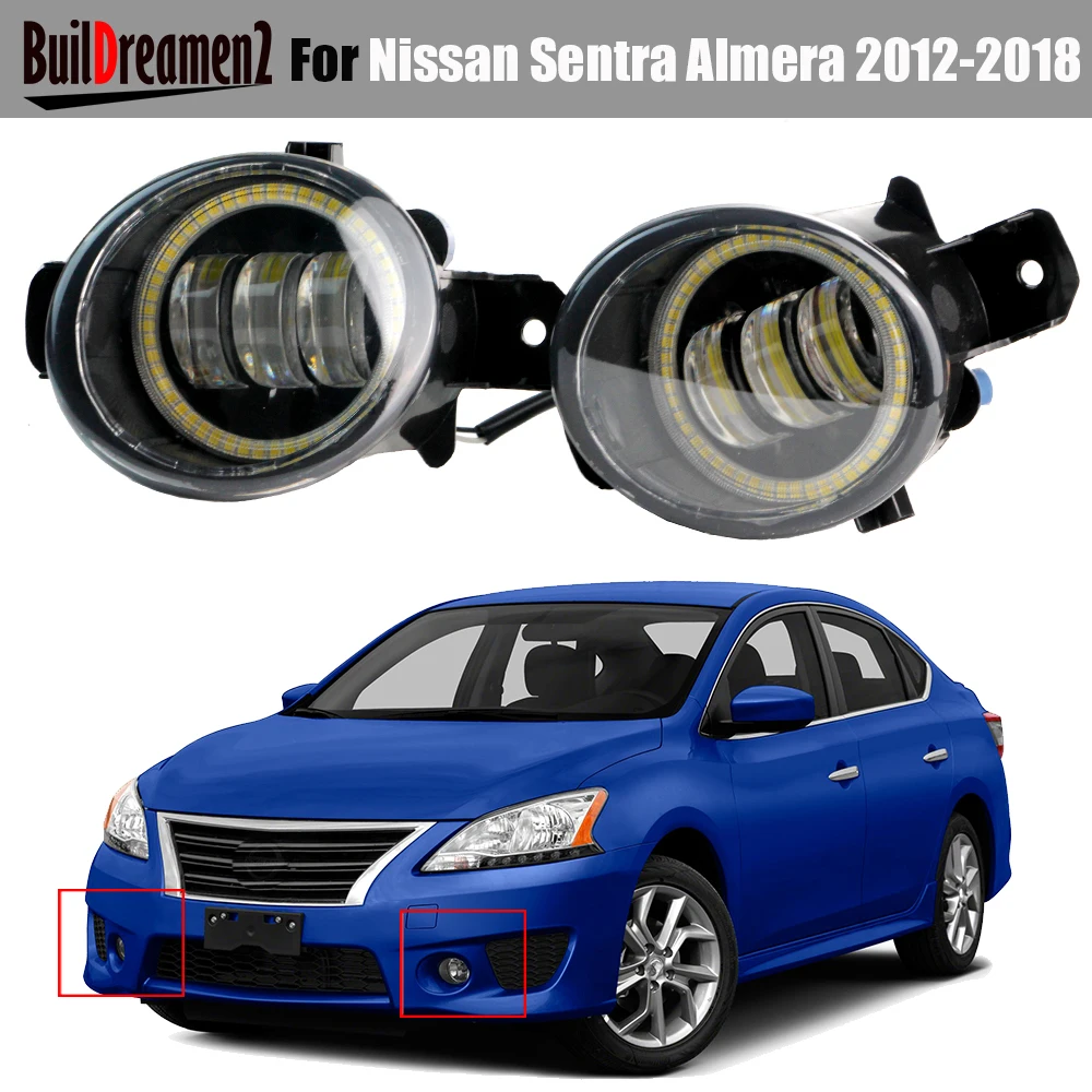 Phare antibrouillard LED pour voiture, phare antibrouillard diurne, Angel Eye DRL, H11, Nissan Sentra, Almera, 2012, 2013, 2014, 2015, 2016, 2017, 2x30W