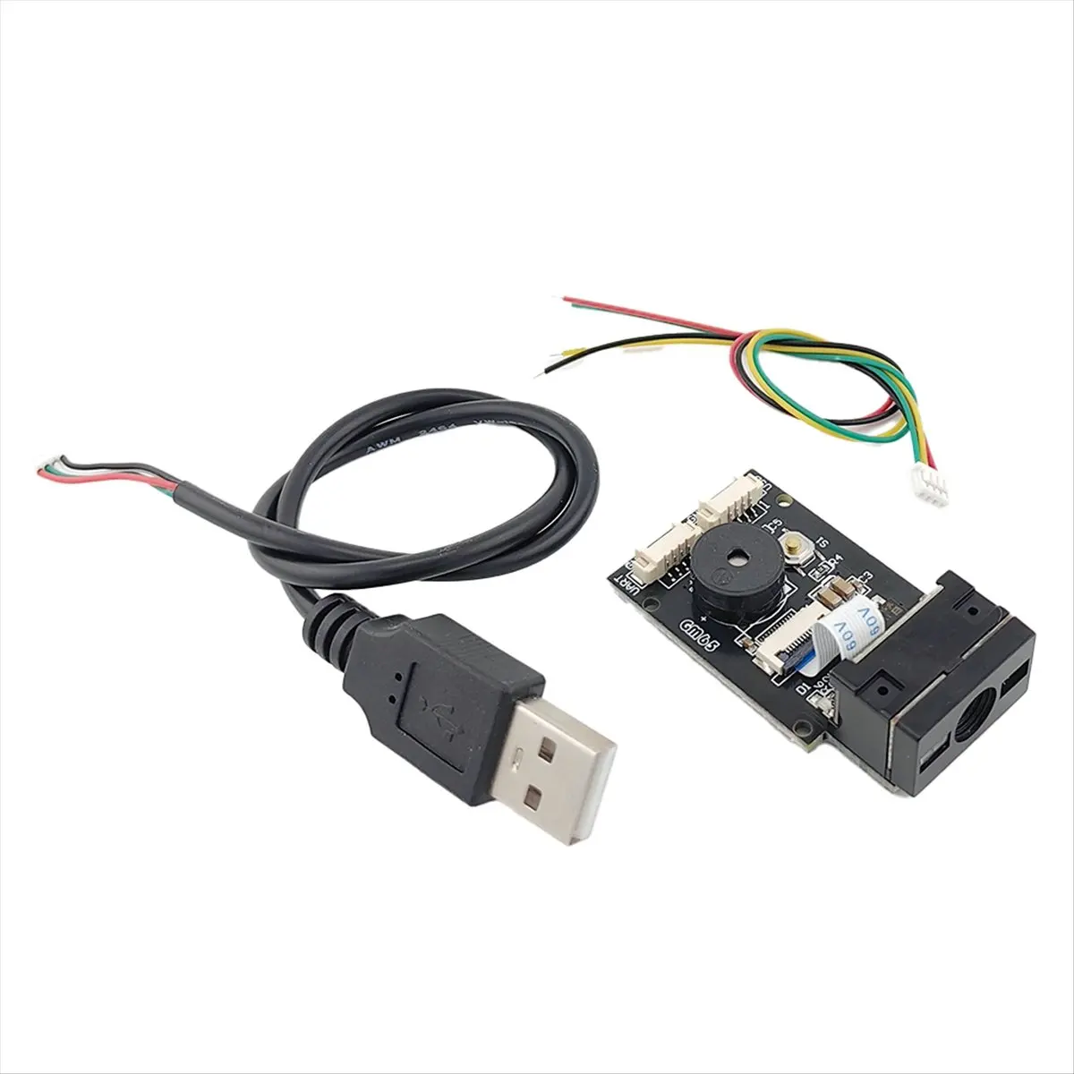 (PQWN) 새로운 GM65 USB 유선 바코드 스캐너 1D 2D 바코드 리더 QR 코드 리더 모듈 CMOS 버저 (케이블 UART 포함) 알림 기능