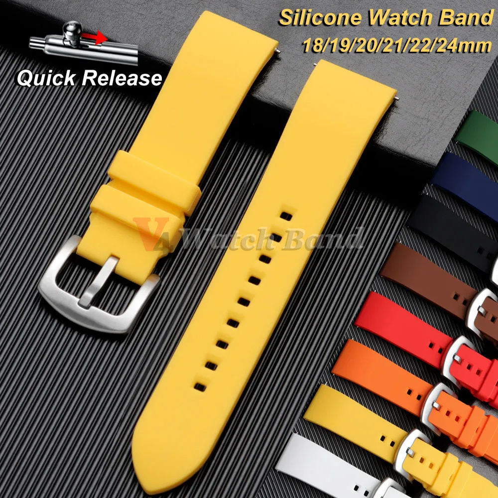 Quick Release Sports Waterproof Silicone Watchband - Universal Wristband in Multiple Sizes