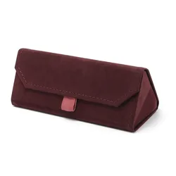 Luxurious Velvet Triangle Folding Eyewear Case - Soft and Elegant Glasses Holder (Wine red)